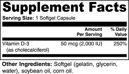 Vitamin D3 2,000 IU - 100 Softgels